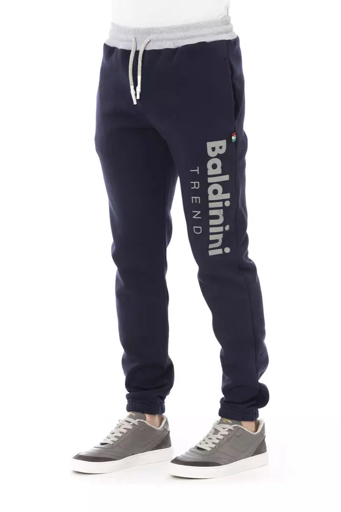 Blue Cotton Men Sport Pant - GlamHub Luxury and Icon Brand Clothing