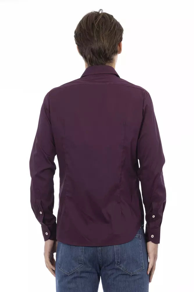 Bordeaux Cotton Men Shirt - GlamHub Luxury and Icon Brand Clothing