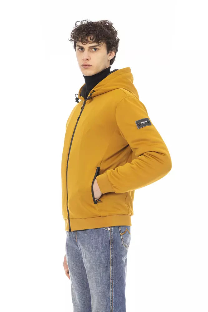 Yellow Polyester Men Jacket - GlamHub Luxury and Icon Brand Clothing