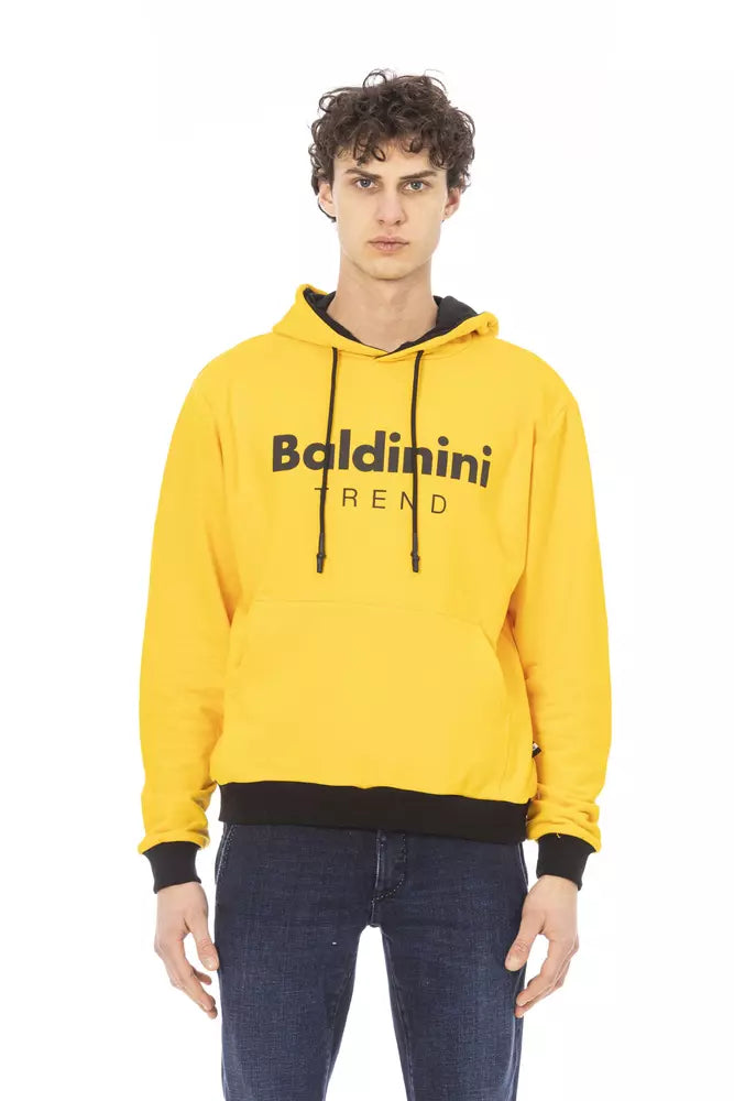 Yellow Cotton Men Hoodie - GlamHub Luxury and Icon Brand Clothing