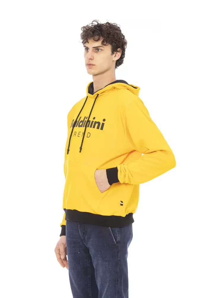 Yellow Cotton Men Hoodie - GlamHub Luxury and Icon Brand Clothing