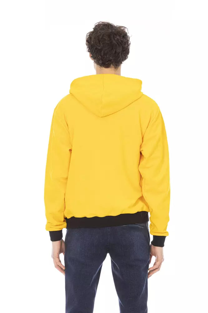 Yellow Cotton Men Hoodie - GlamHub Luxury and Icon Brand Clothing