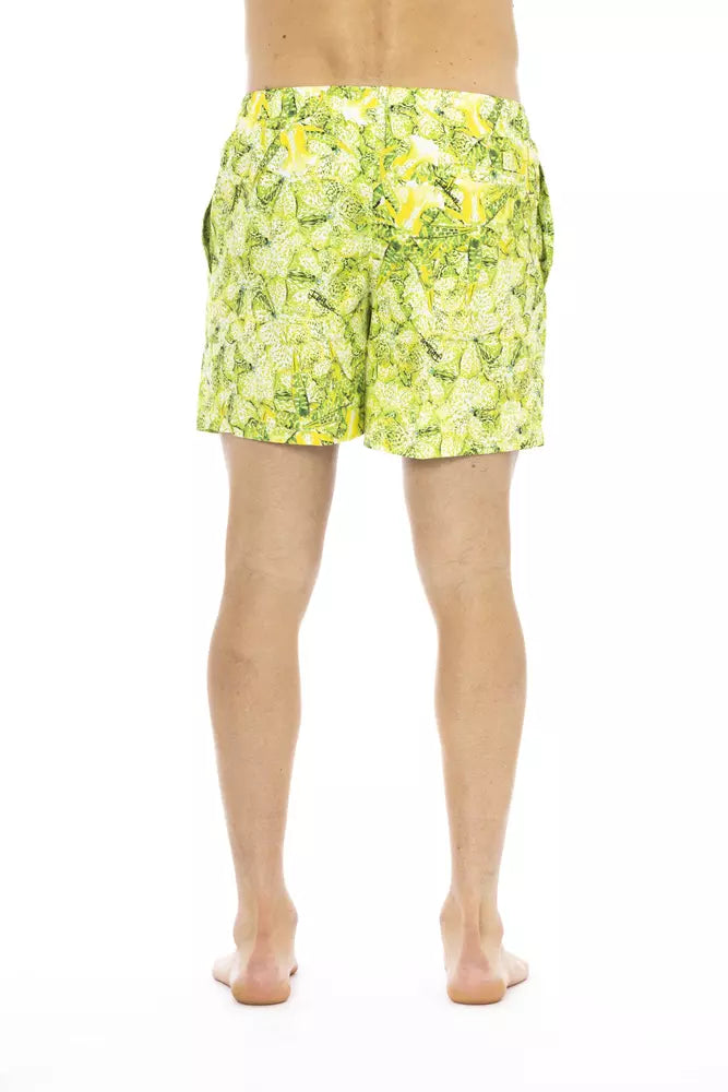 Green Polyester Men's Swimwear Shorts - GLAMHUB BOUTIQUE 