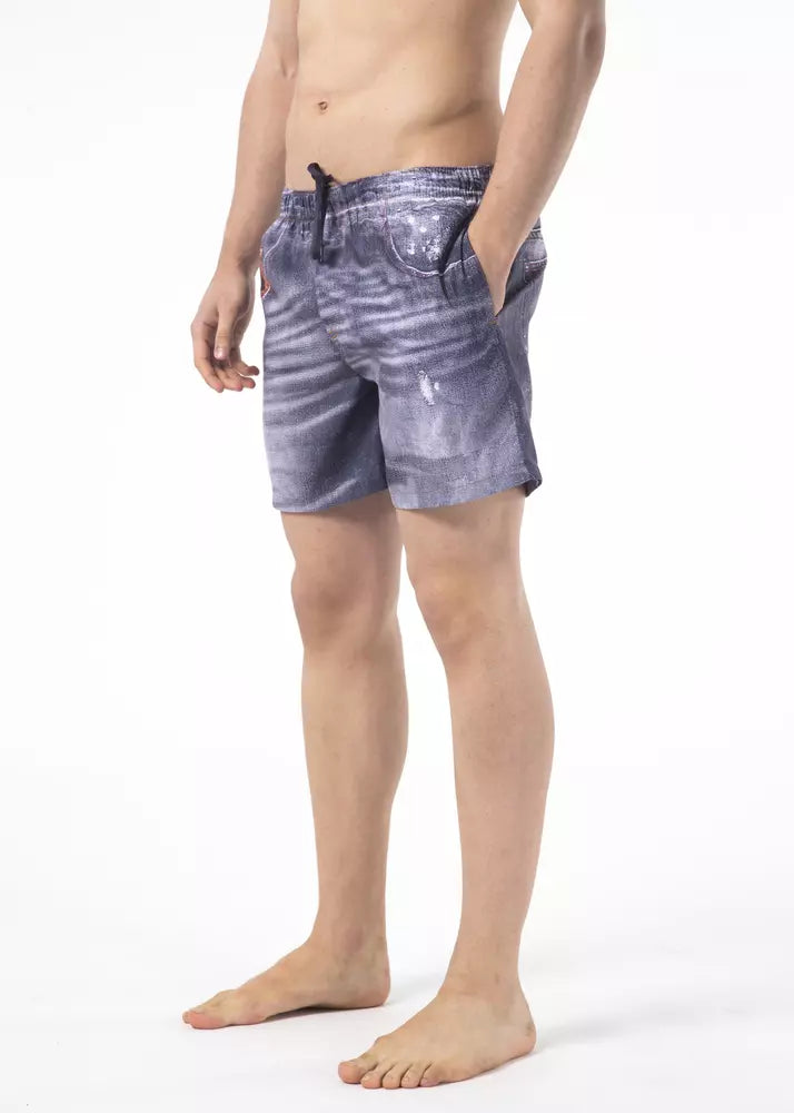 Blue Polyester Men Swimwear - GLAMHUB BOUTIQUE 