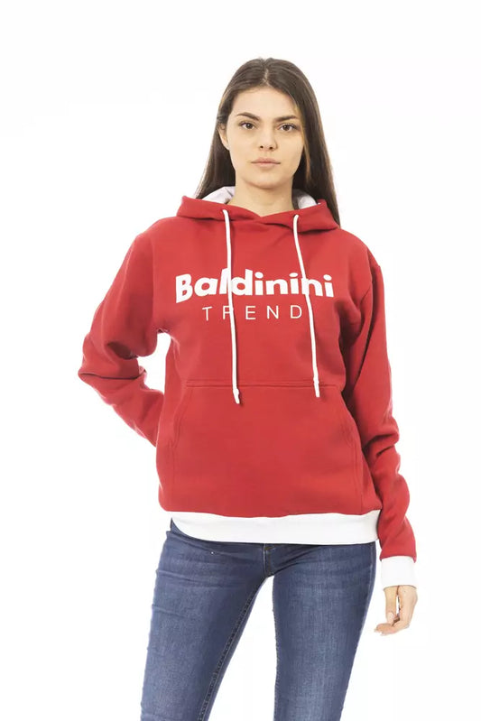 Red Cotton Women Hoodie - GlamHub Luxury and Icon Brand Clothing