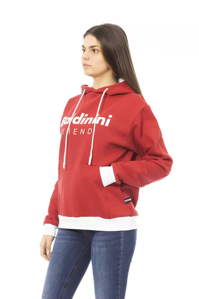 Red Cotton Women Hoodie - GlamHub Luxury and Icon Brand Clothing