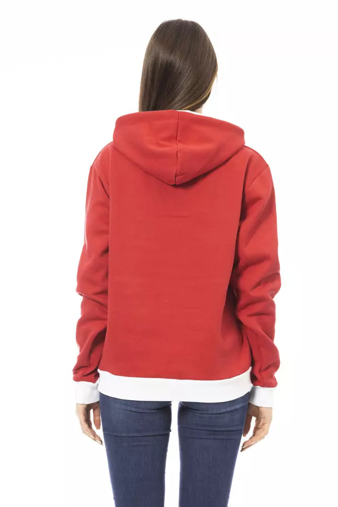 Red Cotton Women Hoodie - GlamHub Luxury and Icon Brand Clothing