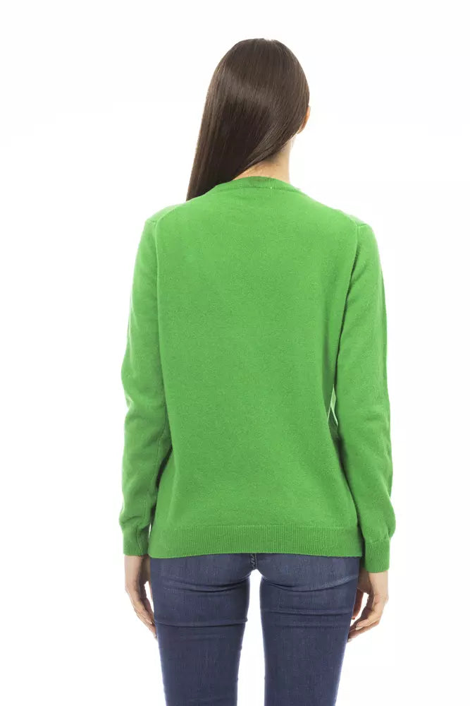 Green Wool Women Sweater - GlamHub Luxury and Icon Brand Clothing