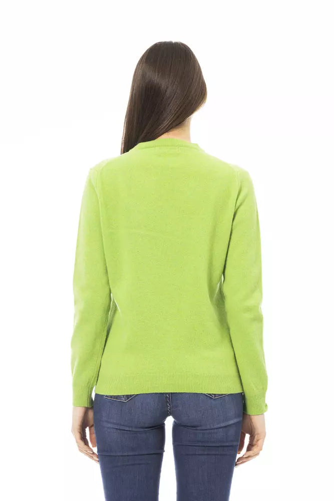 Green Wool Women Sweater - GlamHub Luxury and Icon Brand Clothing