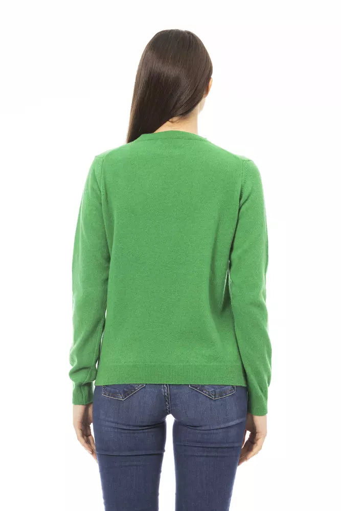 Green Wool Women Sweater - GlamHub Luxury and Icon Brand Clothing