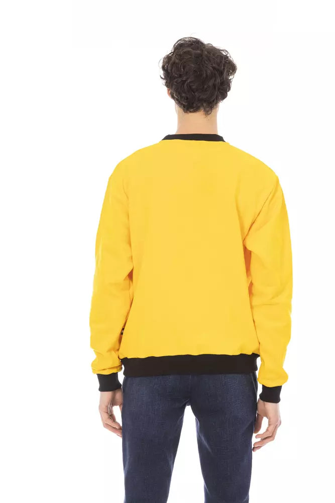 Yellow Cotton Men Sweater - GlamHub Luxury and Icon Brand Clothing