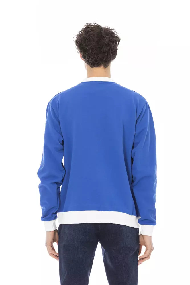 Blue Cotton Men Sweater - GlamHub Luxury and Icon Brand Clothing