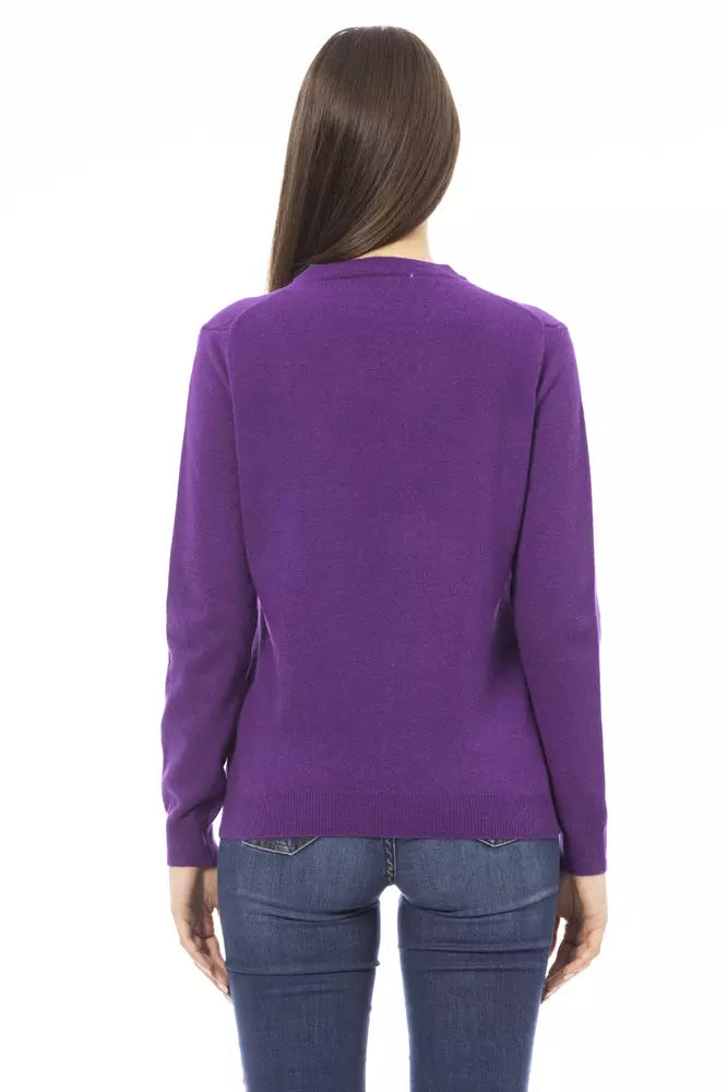 Purple Wool Women Sweater - GlamHub Luxury and Icon Brand Clothing