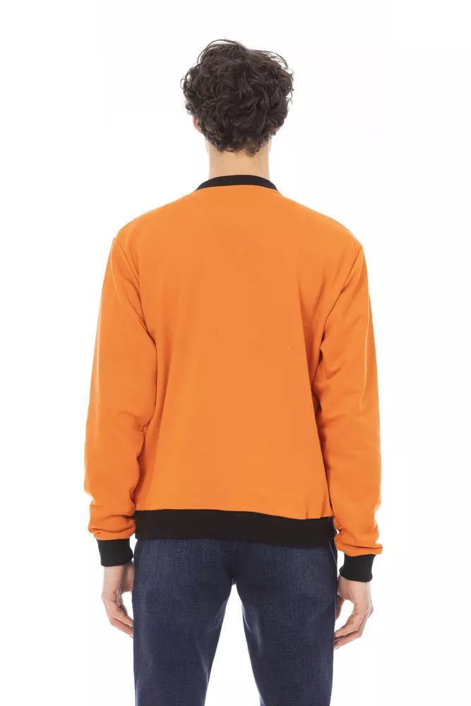 Orange Cotton Men Sweater - GlamHub Luxury and Icon Brand Clothing