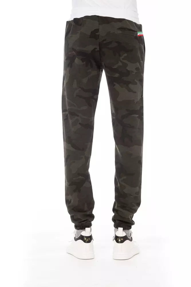 Green Cotton Men Sport Pant - GlamHub Luxury and Icon Brand Clothing