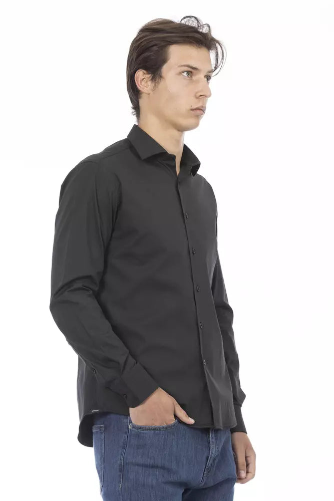 Gray Cotton Men Shirt - GlamHub Luxury and Icon Brand Clothing