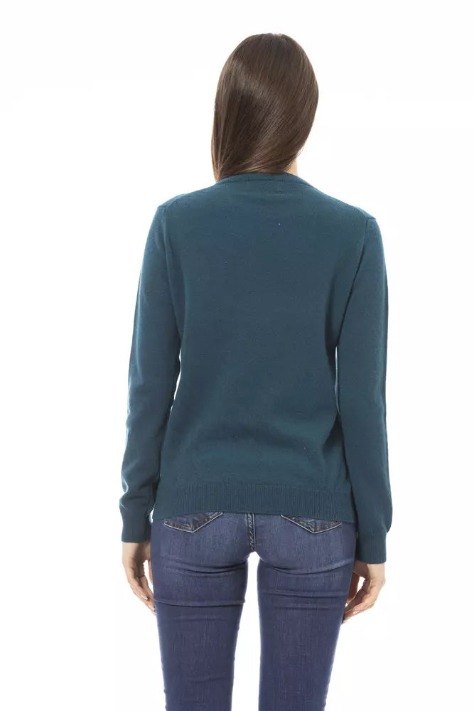 Green Wool Women Sweater - GlamHub Luxury and Icon Brand Clothing