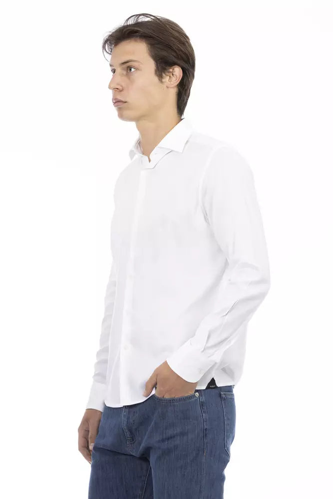 White Cotton Men Shirt - GlamHub Luxury and Icon Brand Clothing