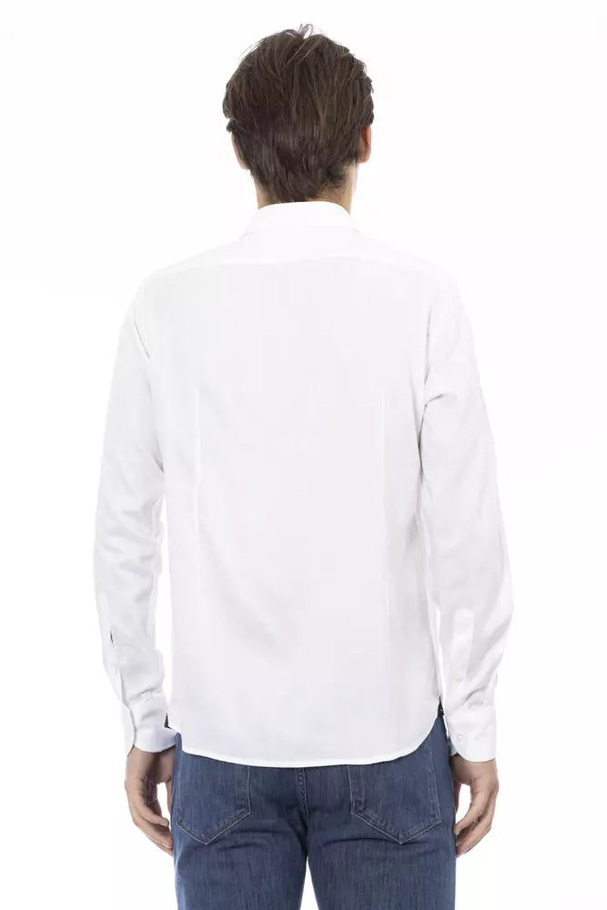 White Cotton Men Shirt - GlamHub Luxury and Icon Brand Clothing