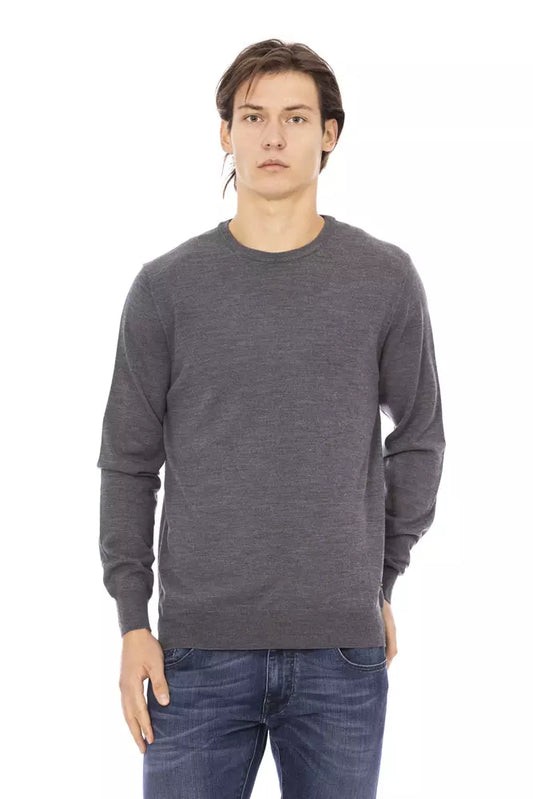 Gray Fabric Men Sweater - GlamHub Luxury and Icon Brand Clothing