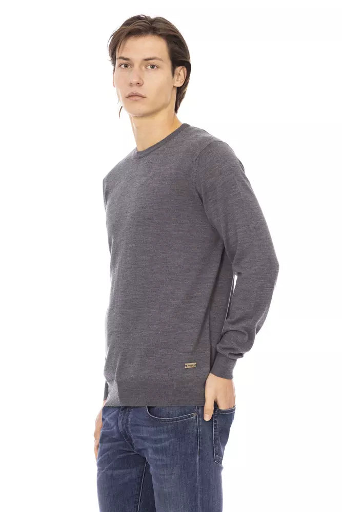 Gray Fabric Men Sweater - GlamHub Luxury and Icon Brand Clothing