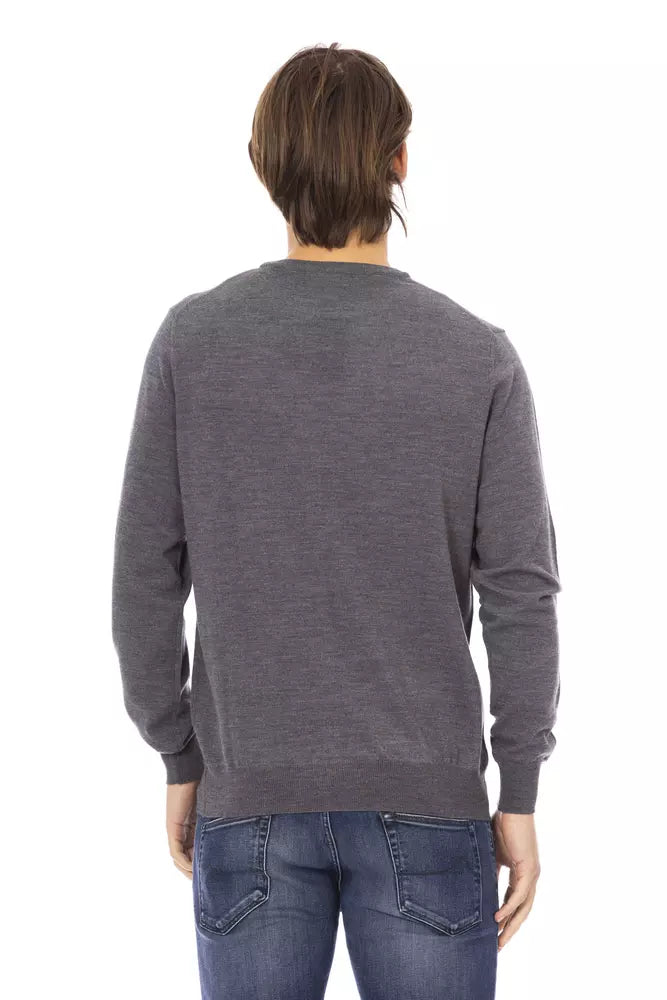 Gray Fabric Men Sweater - GlamHub Luxury and Icon Brand Clothing