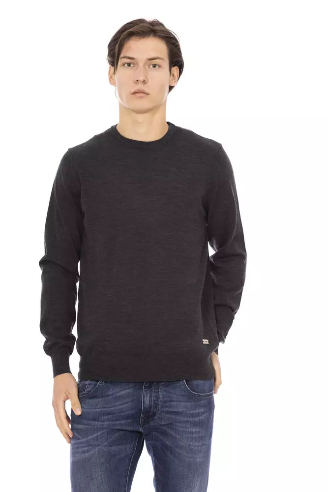 Gray Fabric Men Sweater - GlamHub Luxury and Icon Brand Clothing