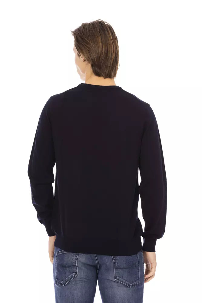 Blue Fabric Men Sweater - GlamHub Luxury and Icon Brand Clothing