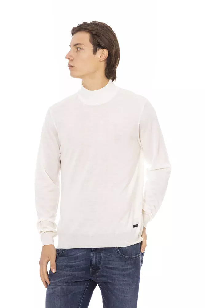 White Fabric Men's Turtleneck Sweater - GlamHub Luxury and Icon Brand Clothing