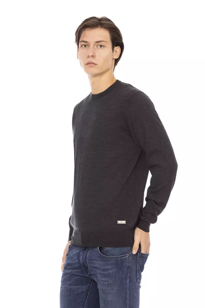 Gray Fabric Men Sweater - GlamHub Luxury and Icon Brand Clothing