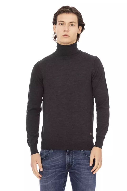 Gray Fabric Men Sweater - GlamHub Luxury and Icon Brand Clothing