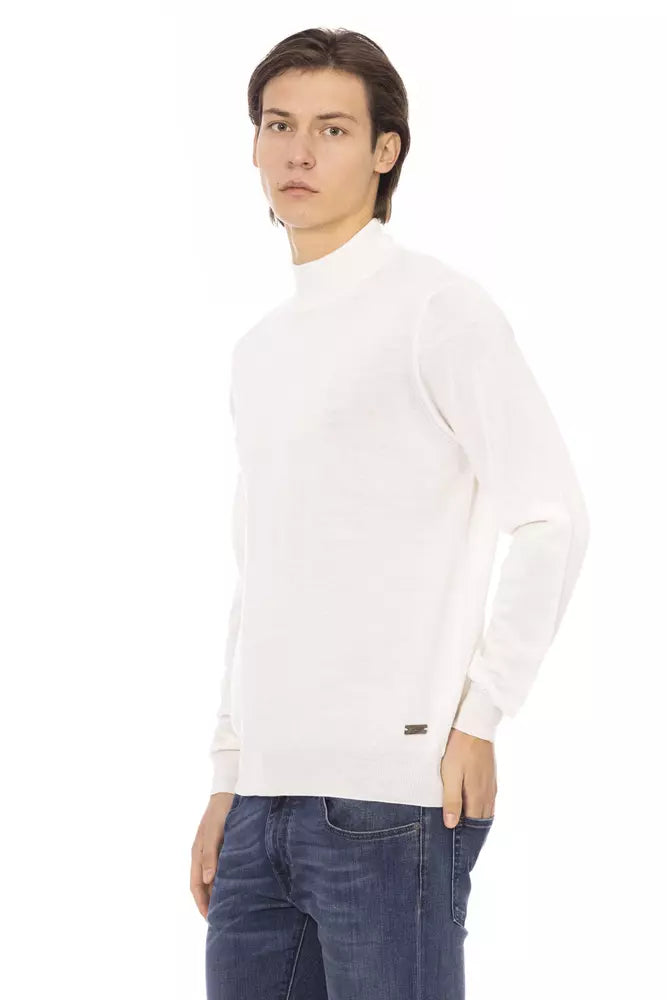 White Fabric Men's Turtleneck Sweater - GlamHub Luxury and Icon Brand Clothing