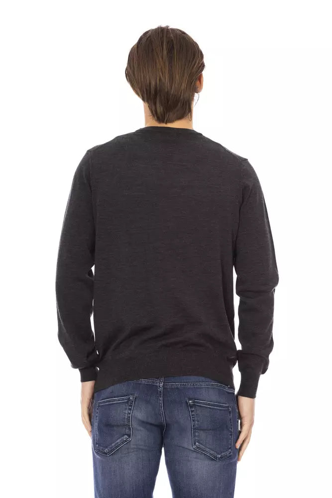 Gray Fabric Men Sweater - GlamHub Luxury and Icon Brand Clothing