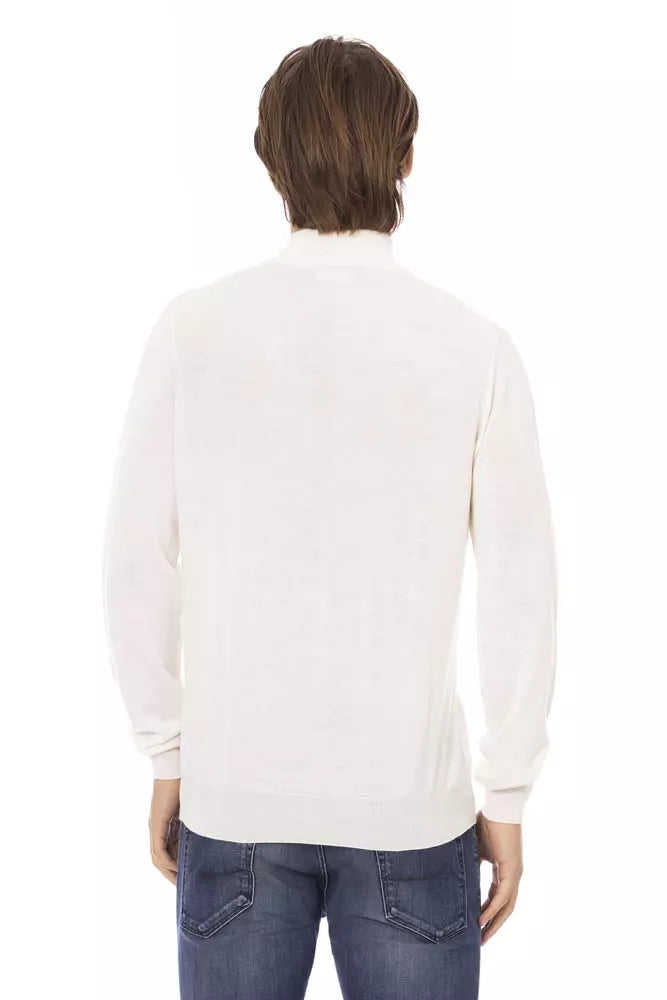 White Fabric Men's Turtleneck Sweater - GlamHub Luxury and Icon Brand Clothing