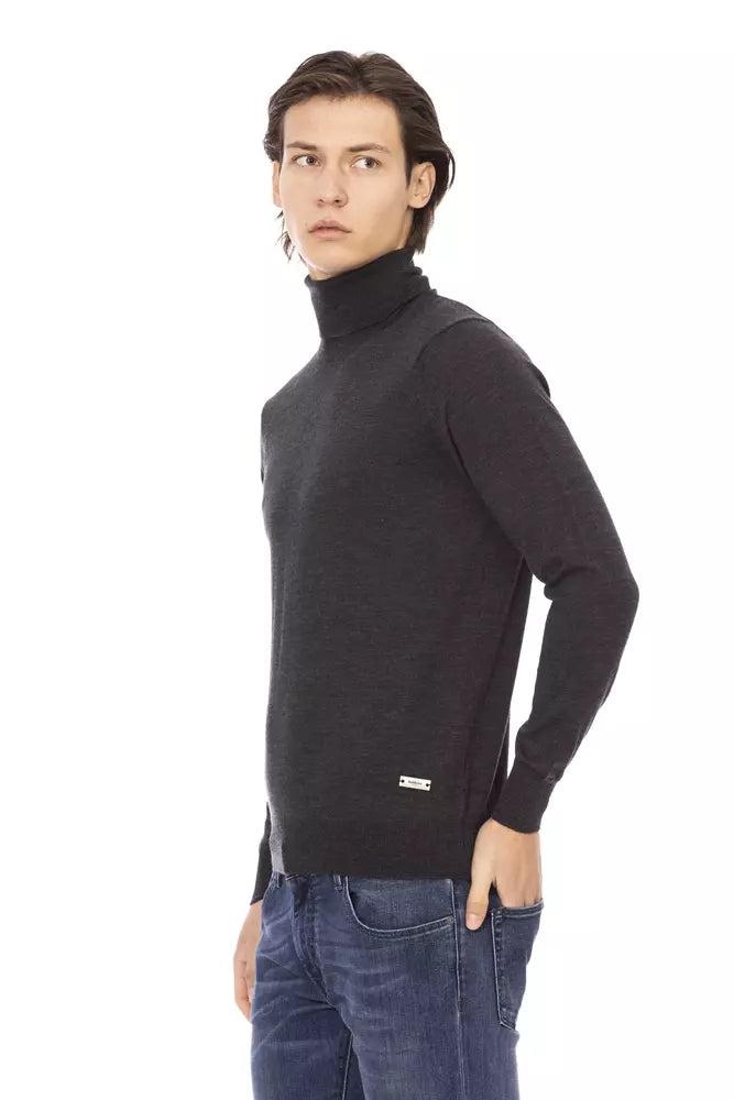 Gray Fabric Men Sweater - GlamHub Luxury and Icon Brand Clothing