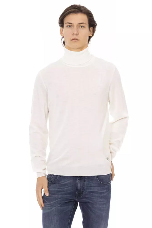 White Fabric Men Sweater - GlamHub Luxury and Icon Brand Clothing