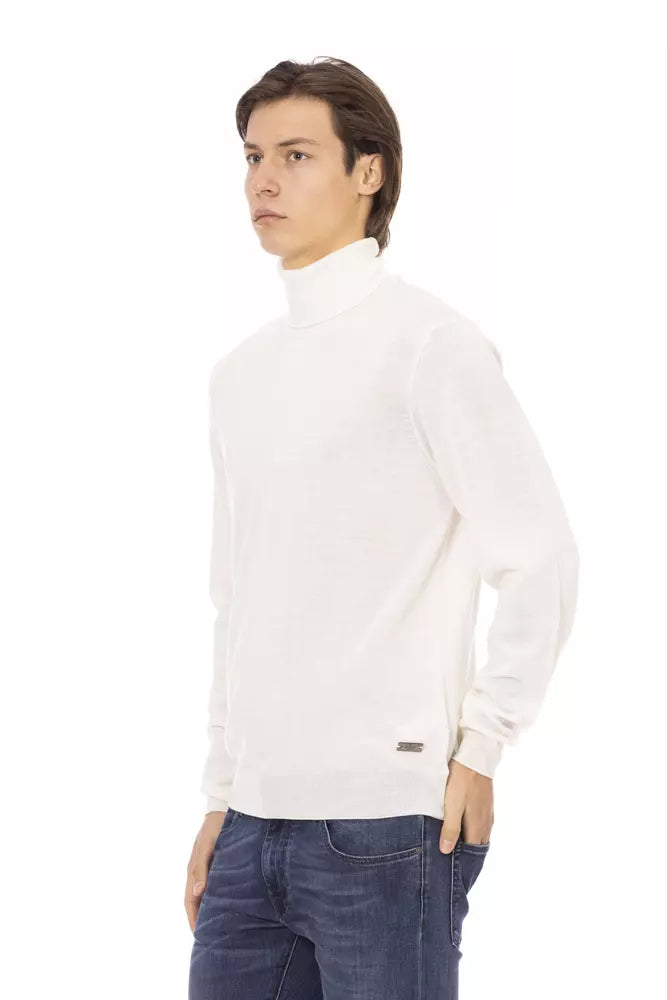 White Fabric Men Sweater - GlamHub Luxury and Icon Brand Clothing