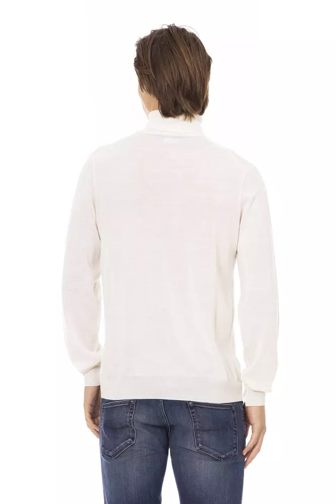 White Fabric Men Sweater - GlamHub Luxury and Icon Brand Clothing