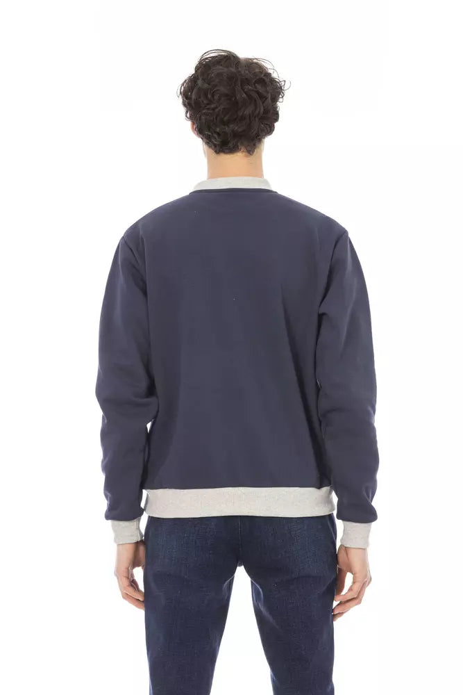 Blue Cotton Men Sweater - GlamHub Luxury and Icon Brand Clothing