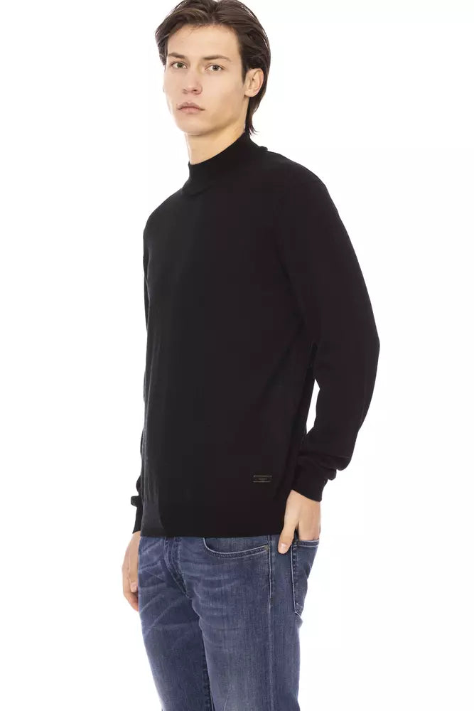 Black Fabric Men Sweater - GlamHub Luxury and Icon Brand Clothing