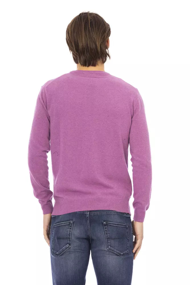 Purple Wool Men Sweater - GlamHub Luxury and Icon Brand Clothing