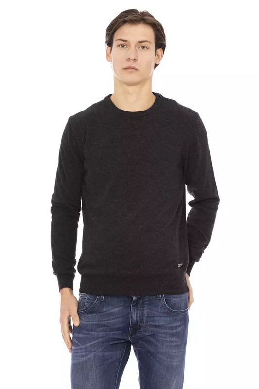 Black Wool Men Sweater - GlamHub Luxury and Icon Brand Clothing