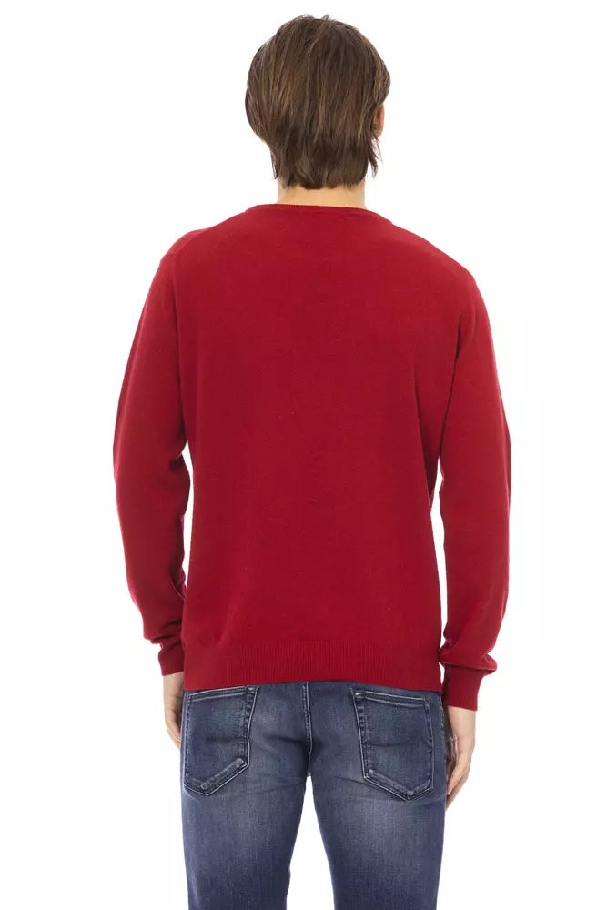 Red Wool Men Sweater - GlamHub Luxury and Icon Brand Clothing