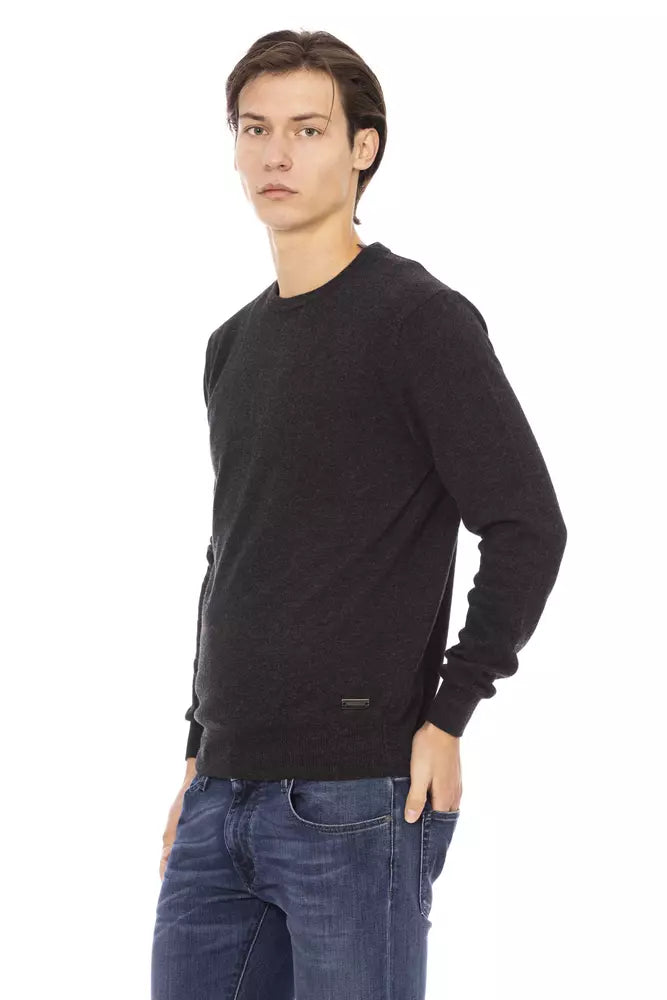 Black Wool Men Sweater - GlamHub Luxury and Icon Brand Clothing