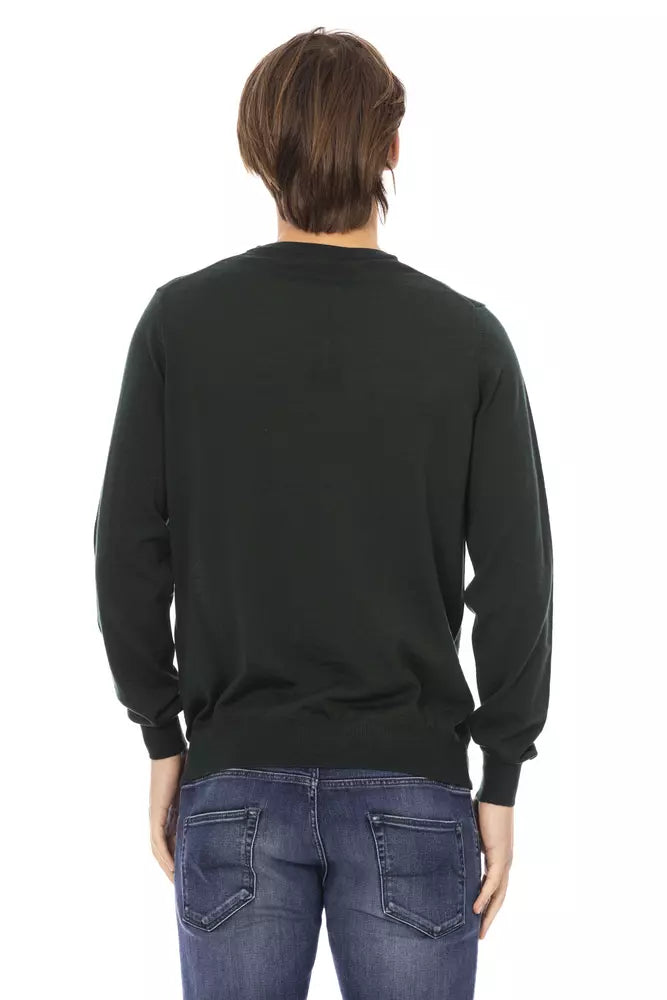 Green Fabric Men Sweater - GlamHub Luxury and Icon Brand Clothing