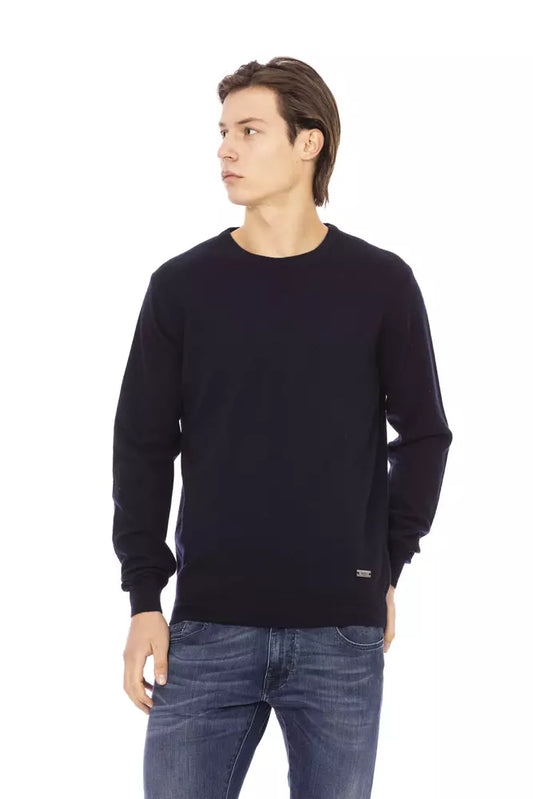 Blue Wool Men Sweater - GlamHub Luxury and Icon Brand Clothing