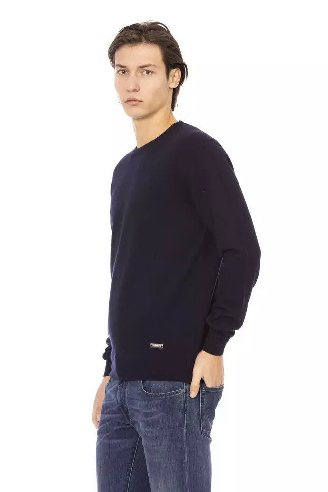 Blue Wool Men Sweater - GlamHub Luxury and Icon Brand Clothing