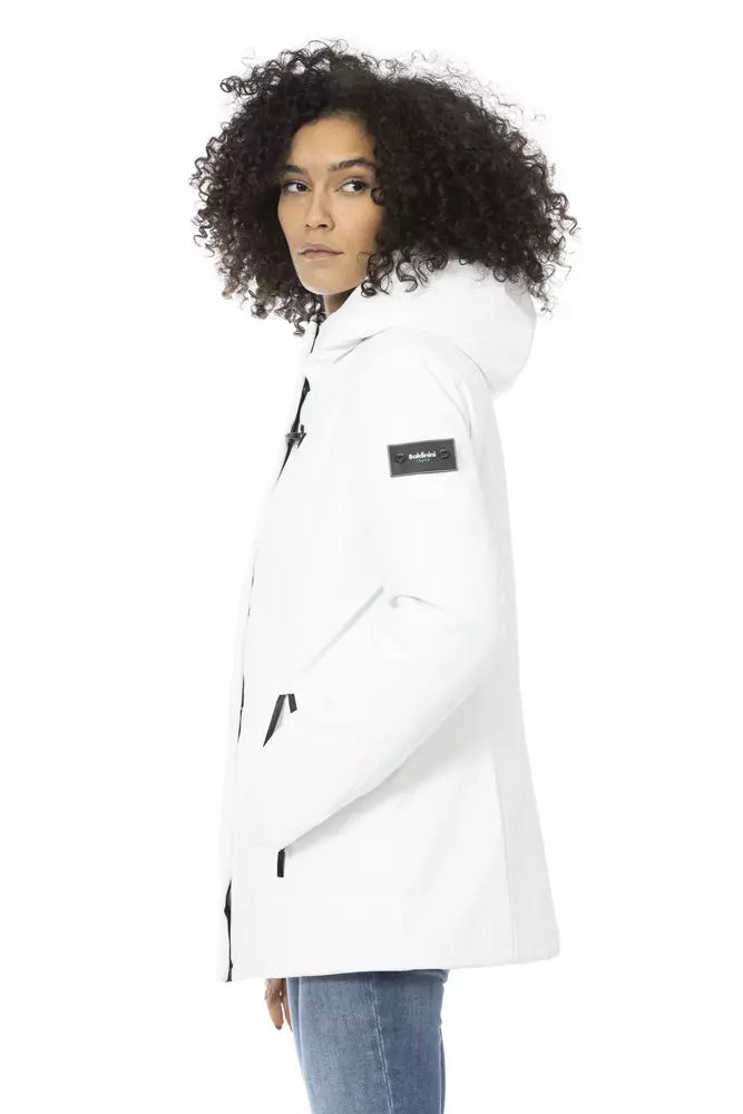 White Polyester Women Jacket - GlamHub Luxury and Icon Brand Clothing