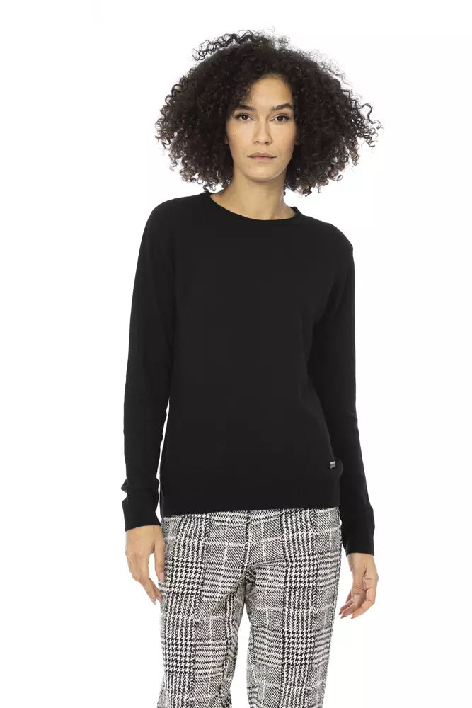 Black Wool Women Sweater - GlamHub Luxury and Icon Brand Clothing