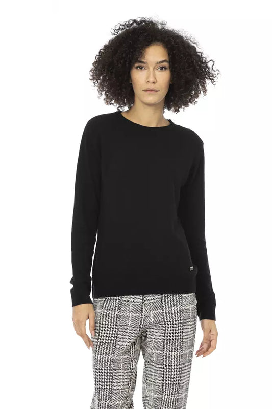 Black Wool Women Sweater - GlamHub Luxury and Icon Brand Clothing